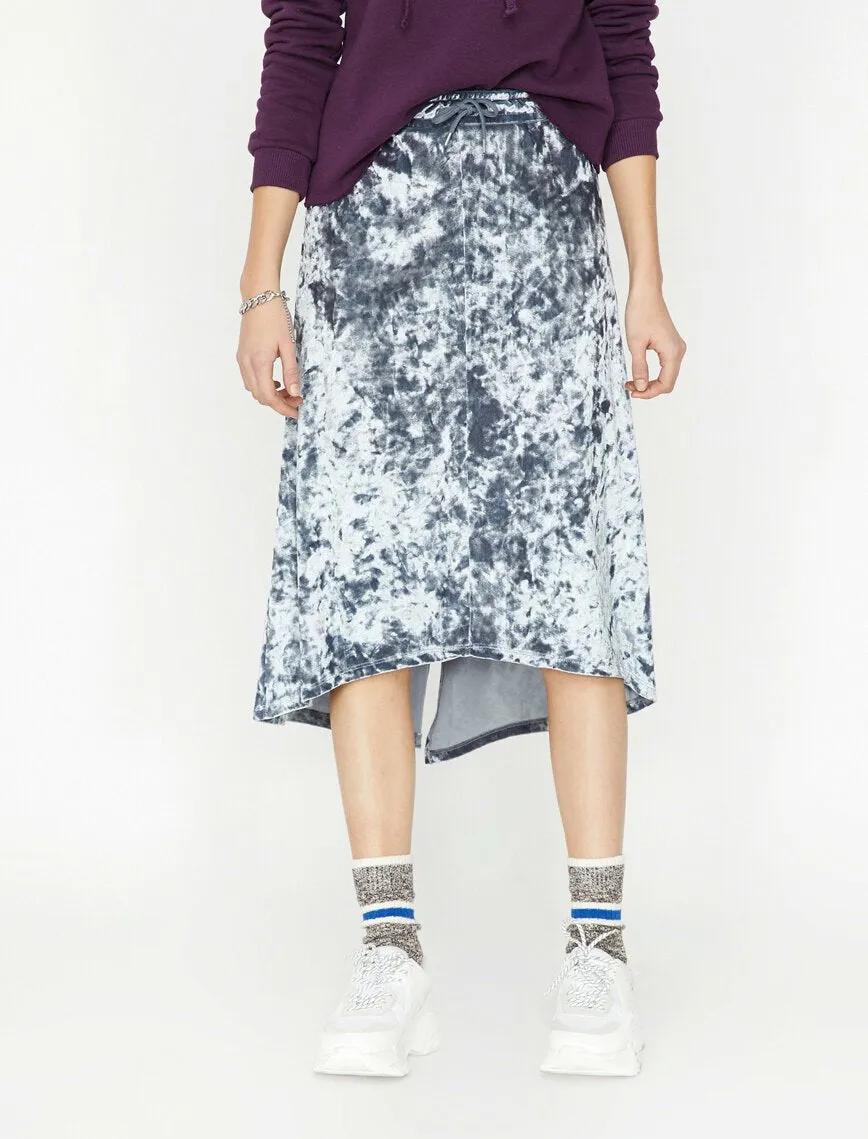 12321 Silver Patterned Midi Skirt