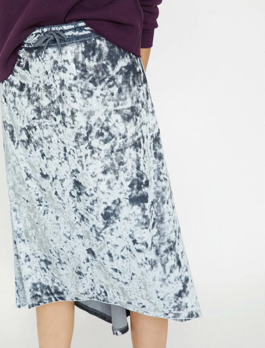 12321 Silver Patterned Midi Skirt