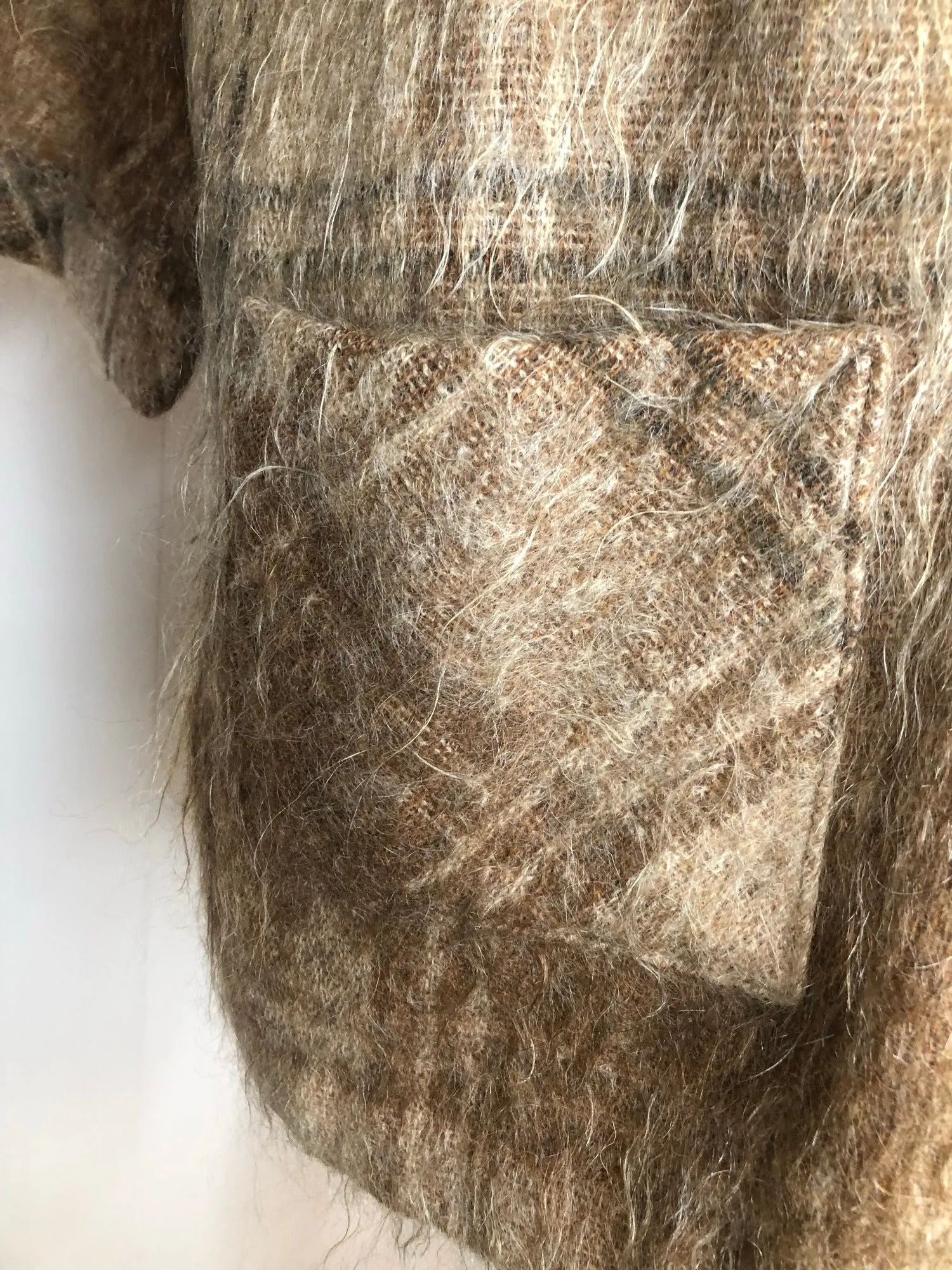 1960s Mohair Check Cape Gilet - Size UK 16