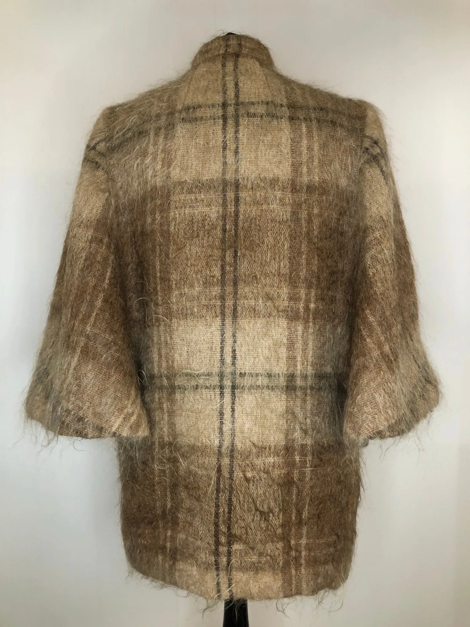 1960s Mohair Check Cape Gilet - Size UK 16
