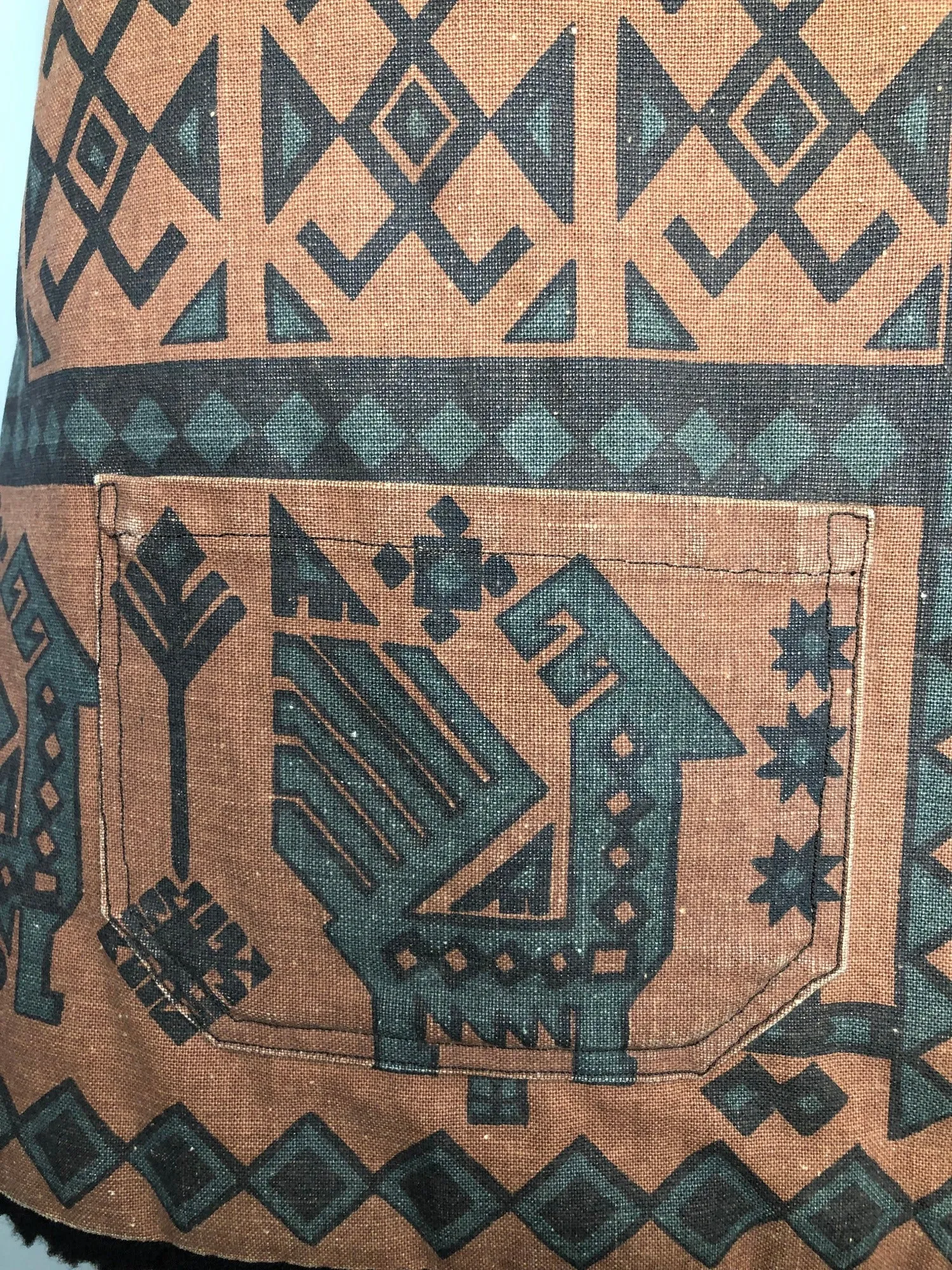 1970s Peruvian Aztec Print Tunic Gilet - Size UK 12-14
