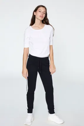 aada joggers <br> black with side stripes <br> by ARMEDANGELS