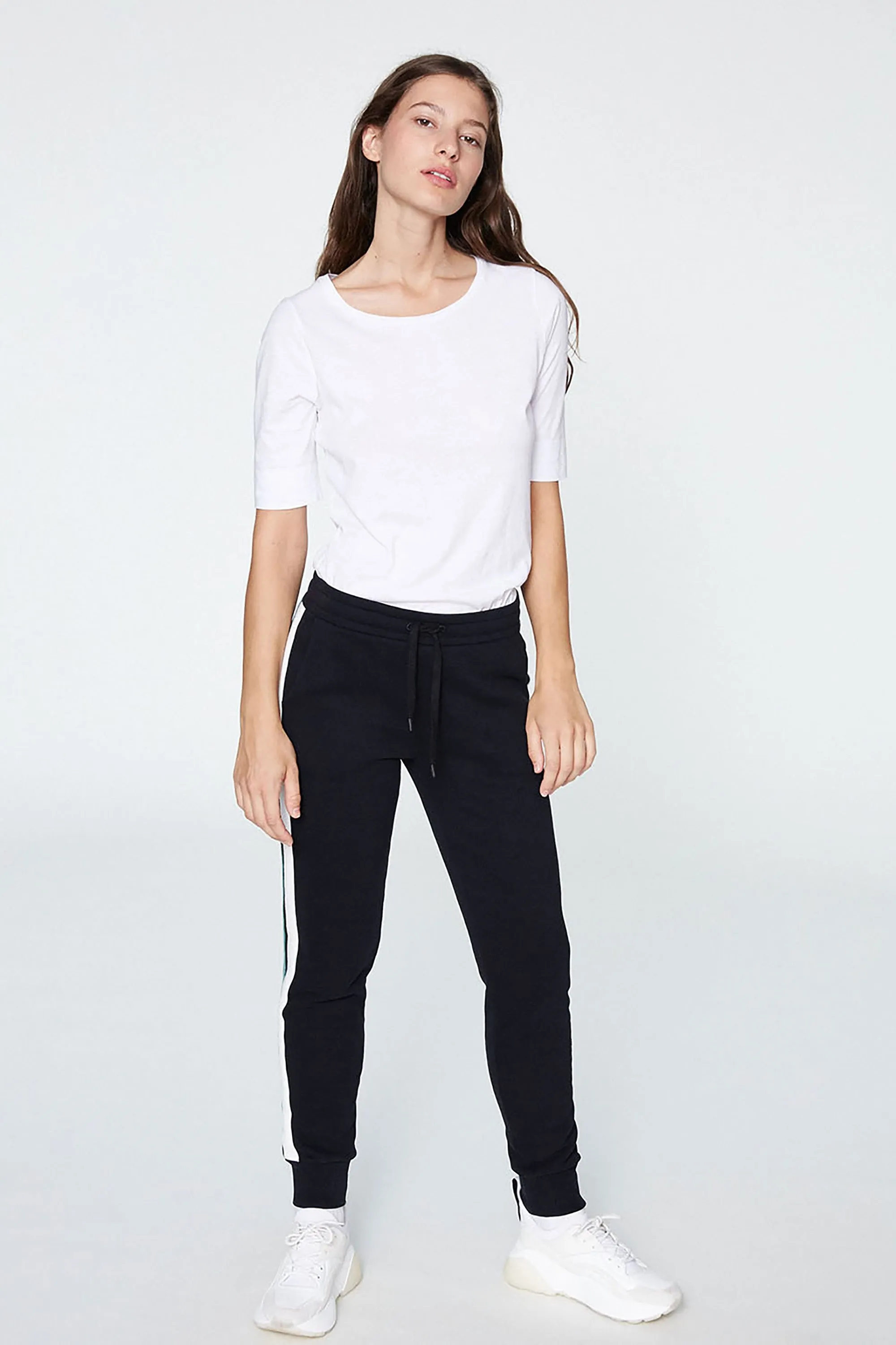 aada joggers <br> black with side stripes <br> by ARMEDANGELS