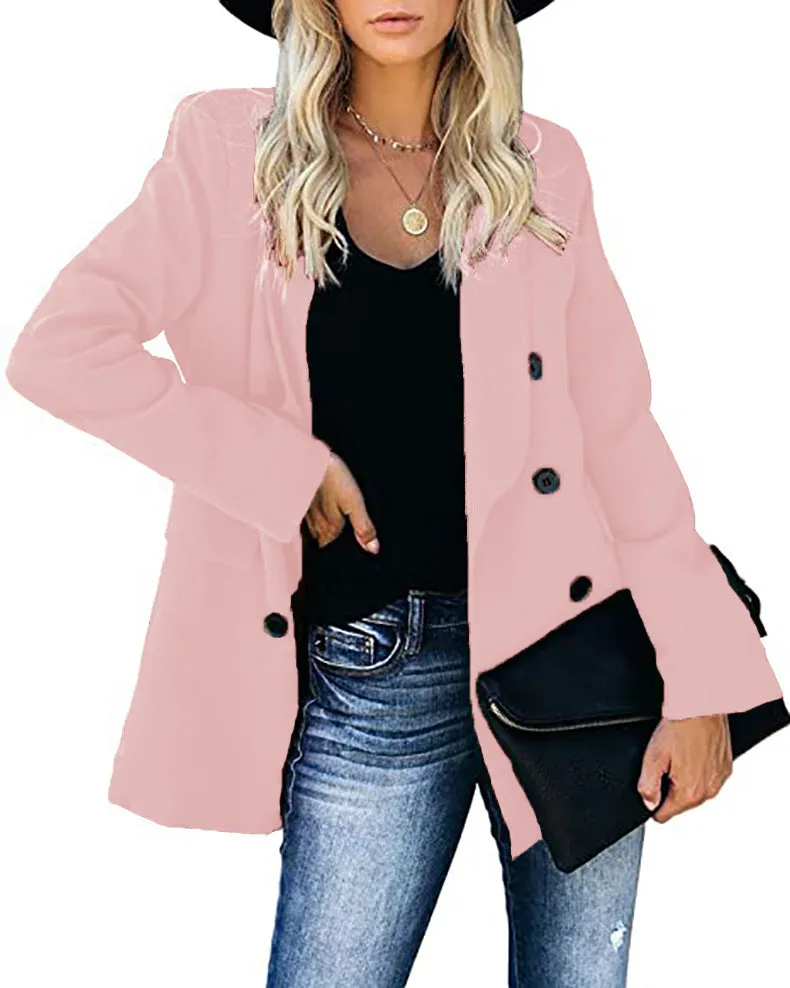 Amozae business casual outfits Wish2024 Autumn and Winter Button Coat Cardigan Lapel Cardigan Elegant Suit for Women