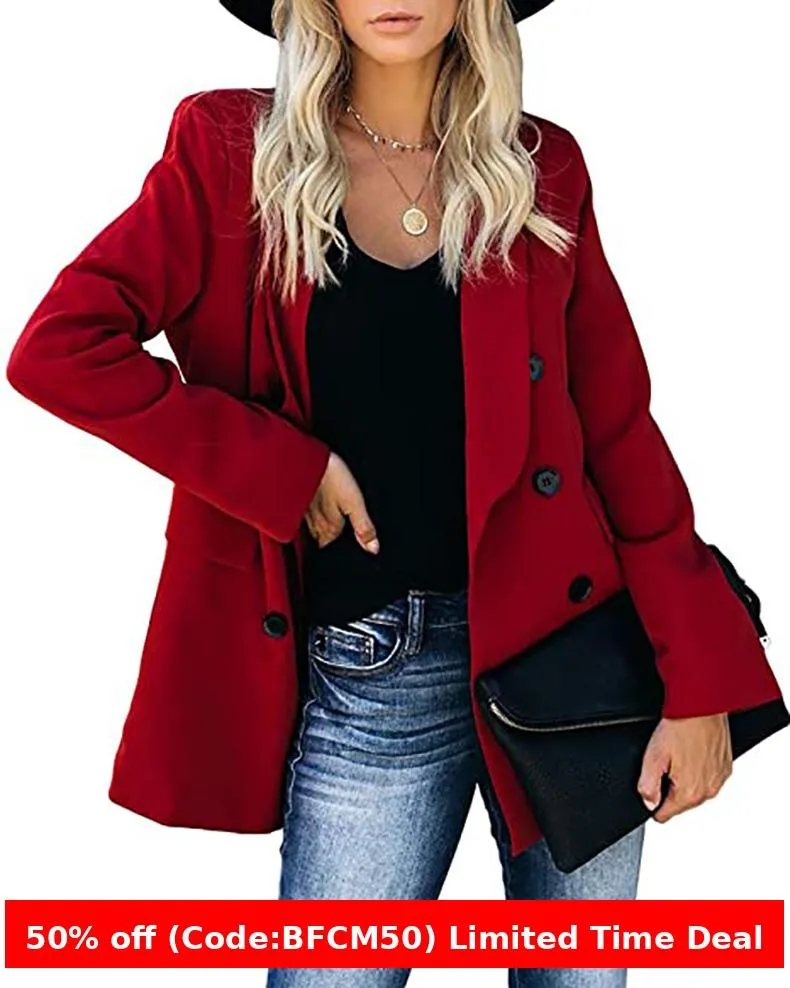 Amozae business casual outfits Wish2024 Autumn and Winter Button Coat Cardigan Lapel Cardigan Elegant Suit for Women