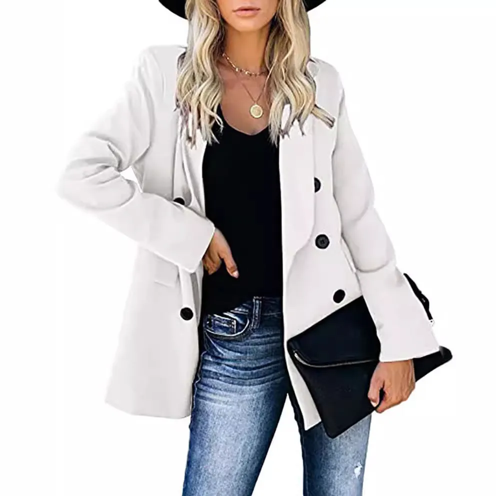 Amozae business casual outfits Wish2024 Autumn and Winter Button Coat Cardigan Lapel Cardigan Elegant Suit for Women
