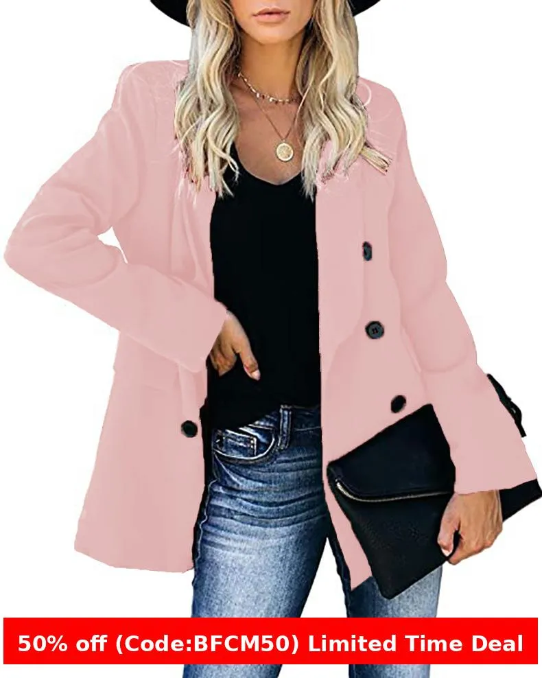 Amozae business casual outfits Wish2024 Autumn and Winter Button Coat Cardigan Lapel Cardigan Elegant Suit for Women