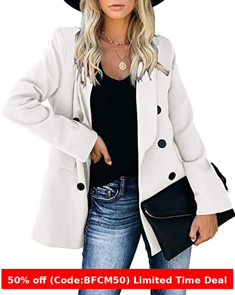 Amozae business casual outfits Wish2024 Autumn and Winter Button Coat Cardigan Lapel Cardigan Elegant Suit for Women