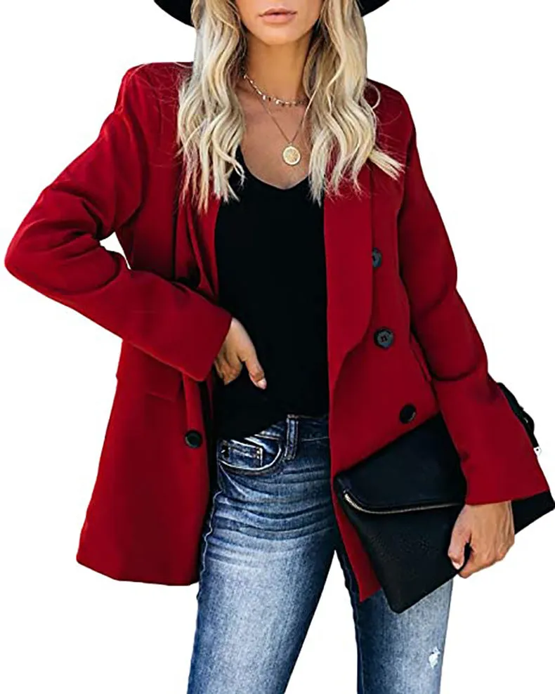 Amozae business casual outfits Wish2024 Autumn and Winter Button Coat Cardigan Lapel Cardigan Elegant Suit for Women