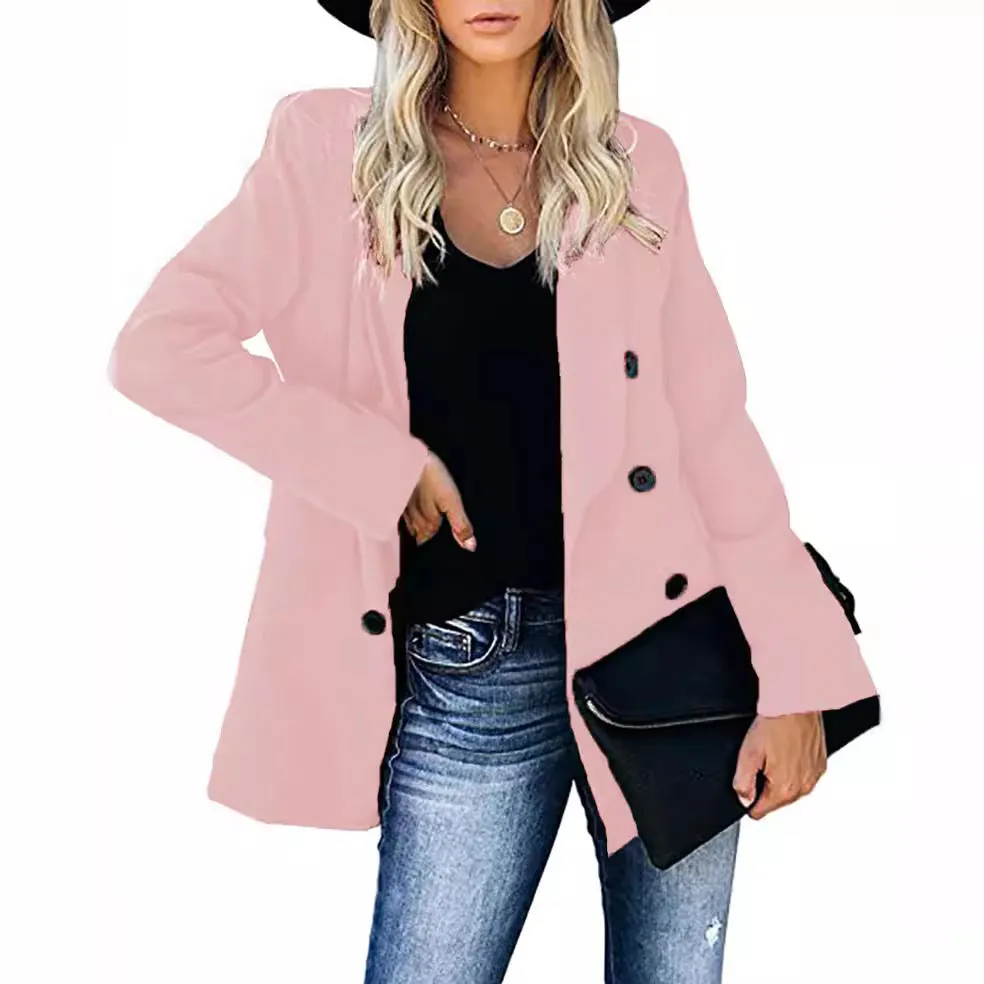 Amozae business casual outfits Wish2024 Autumn and Winter Button Coat Cardigan Lapel Cardigan Elegant Suit for Women