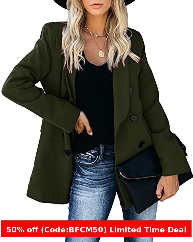 Amozae business casual outfits Wish2024 Autumn and Winter Button Coat Cardigan Lapel Cardigan Elegant Suit for Women