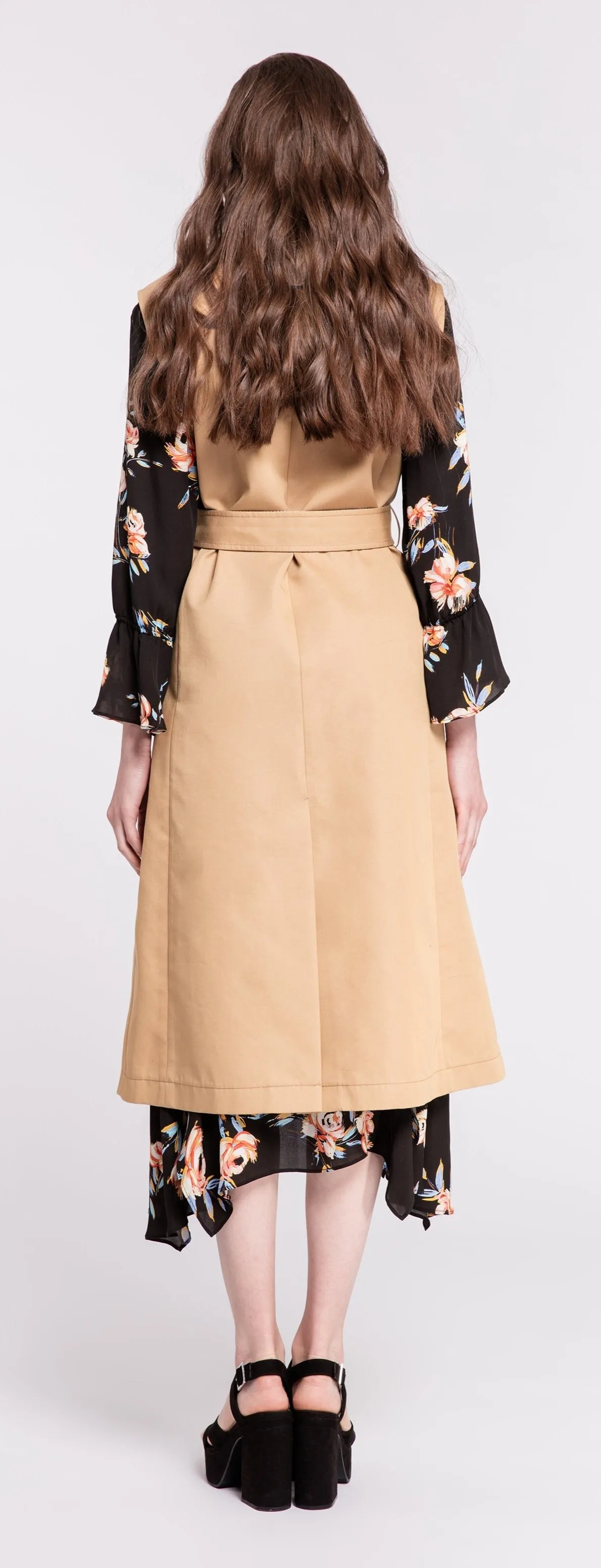 Beige Vest Trench Coat-Sample