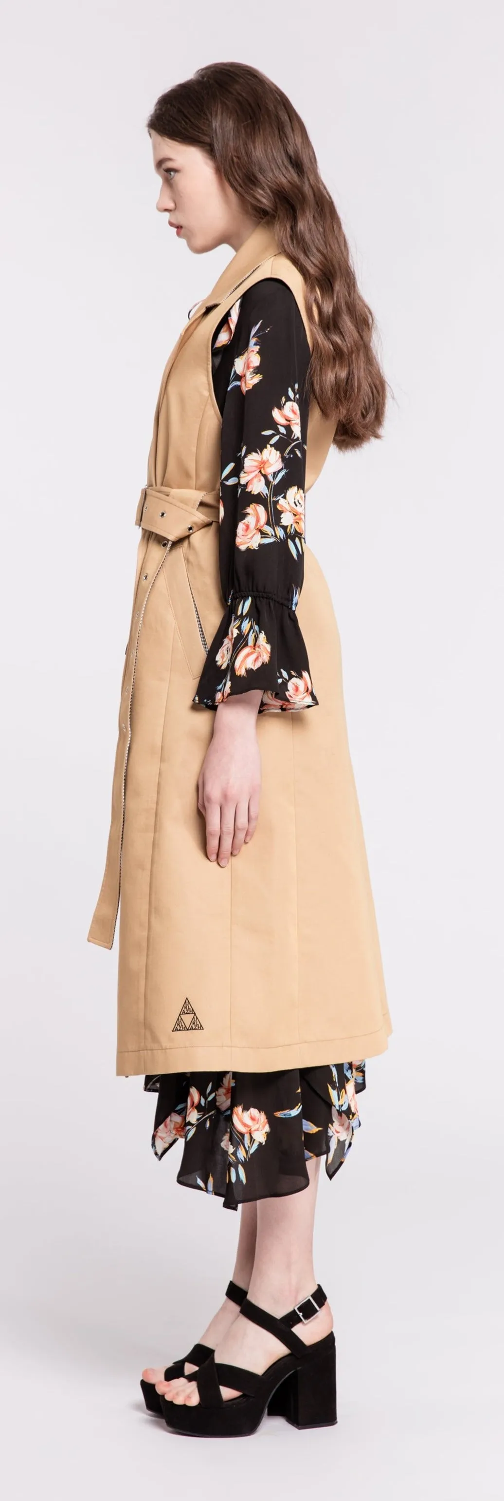 Beige Vest Trench Coat-Sample