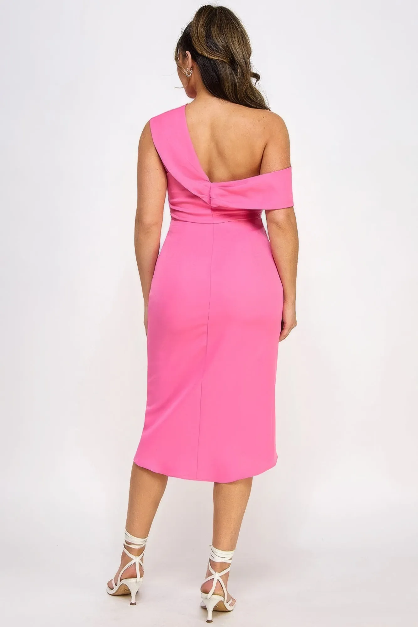Blue Zone Planet |  Off Shoulder Twist Front Midi Dress With Tulip Skirt