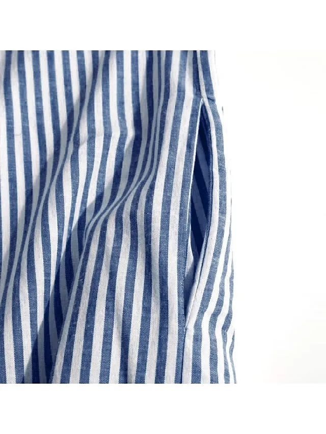 Casual Dress Cotton Dress Shift Dress Maxi long Dress Cotton Basic Casual Outdoor Winter Dress Daily Shirt Collar Button Split Long Sleeve Summer Winter Fall Spring  Black White Blue for Women