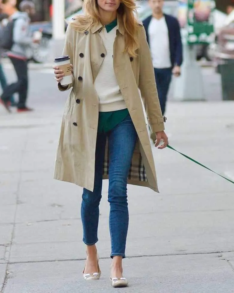 Classic Double Breasted Turtle Neck Women's Beige Trench Coat