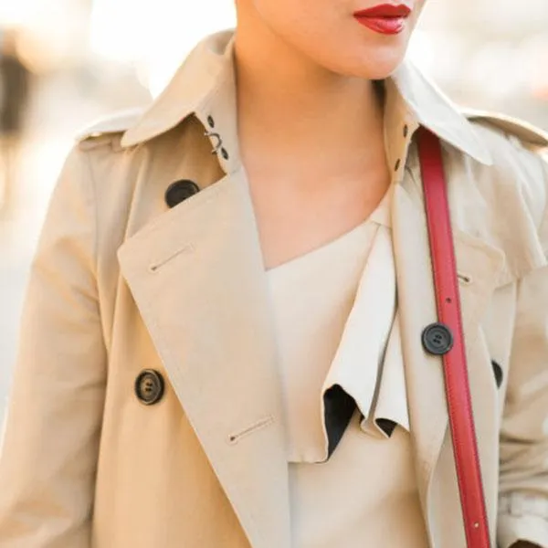 Classic Double Breasted Turtle Neck Women's Beige Trench Coat