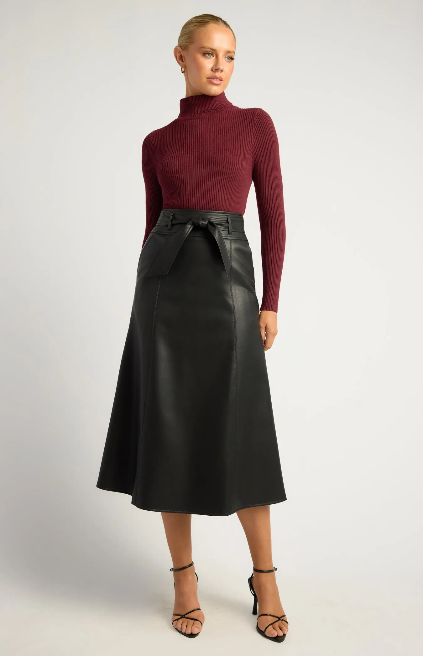 CYNTHIA PU SKIRT - BLACK
