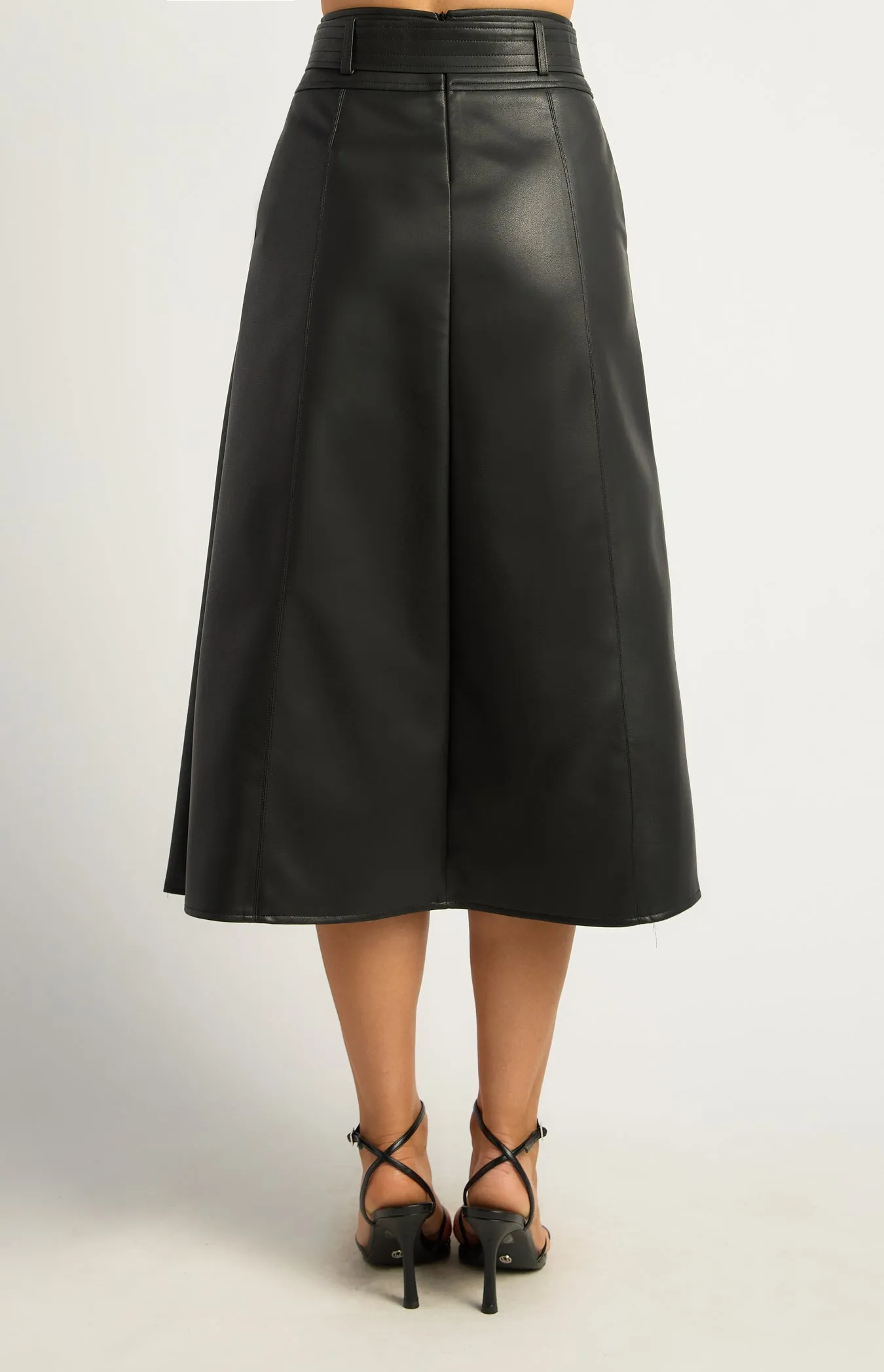 CYNTHIA PU SKIRT - BLACK
