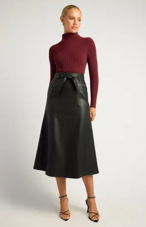CYNTHIA PU SKIRT - BLACK