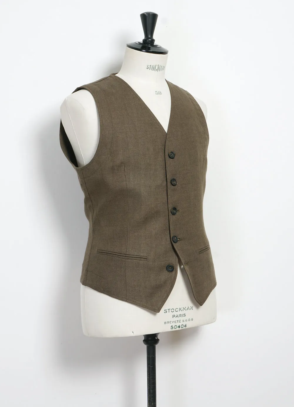 DANIEL | Classic Waistcoat | Khaki Linen
