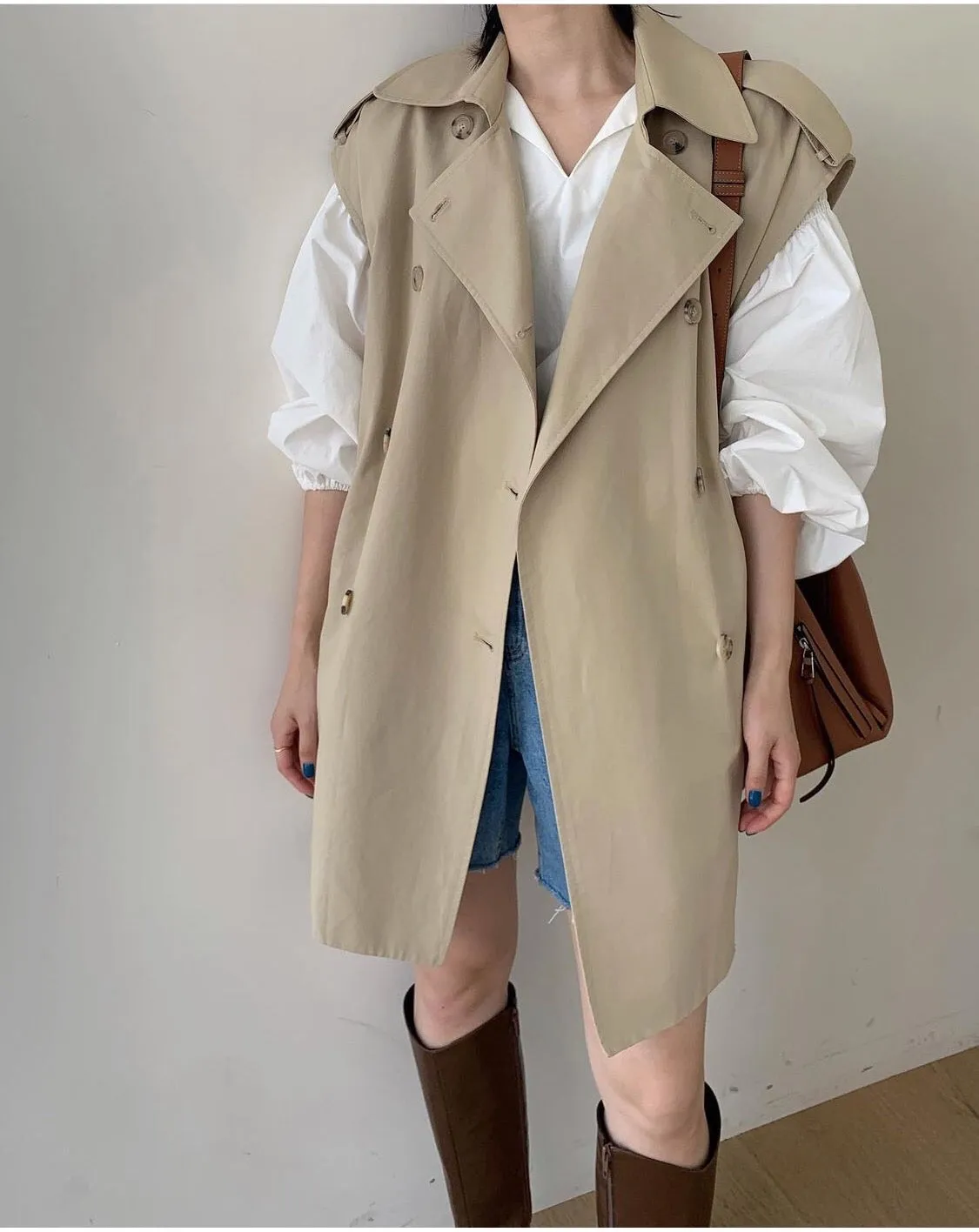 Double-Breasted Trench Coat Style Vest