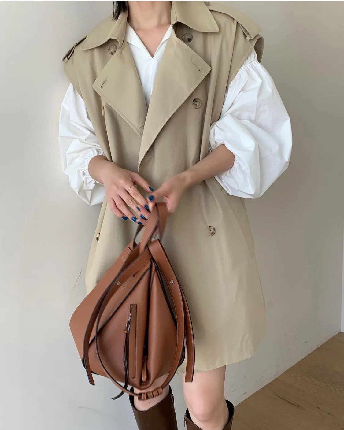 Double-Breasted Trench Coat Style Vest