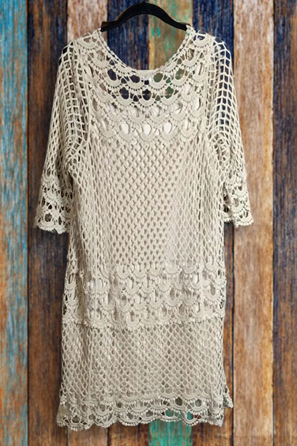Dunnmall Lace Hollow See-through Cardigan