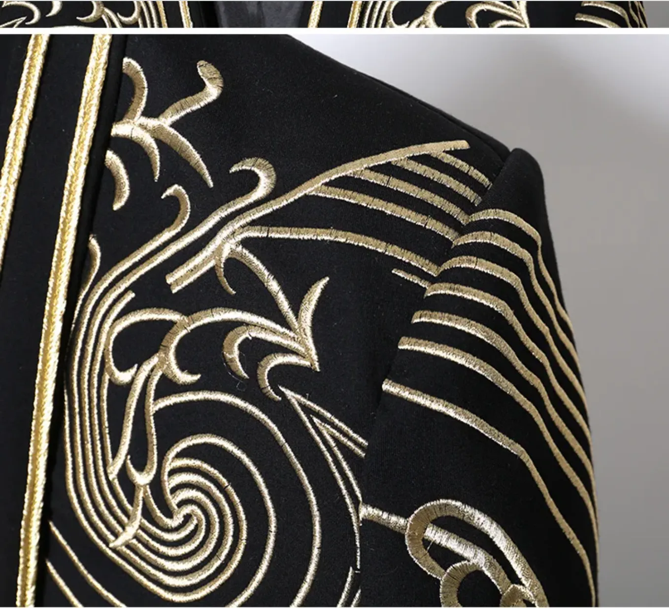Festival Party Outfit Jacket Men's Tuxedo Blazer Gold Black Captain Jacket DJ Burning Man Costume