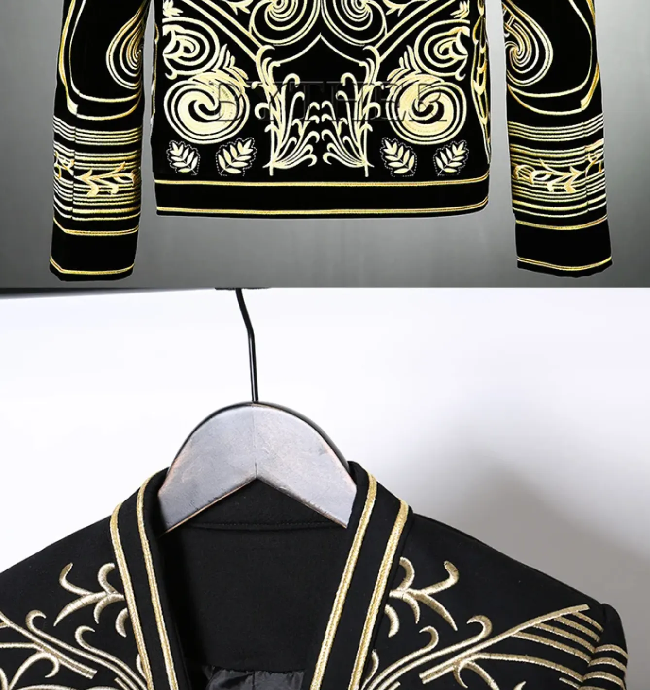 Festival Party Outfit Jacket Men's Tuxedo Blazer Gold Black Captain Jacket DJ Burning Man Costume