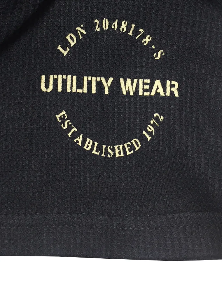 Fort Waffle Textured Short Sleeve T-Shirt with Pocket in Navy - Brave Soul