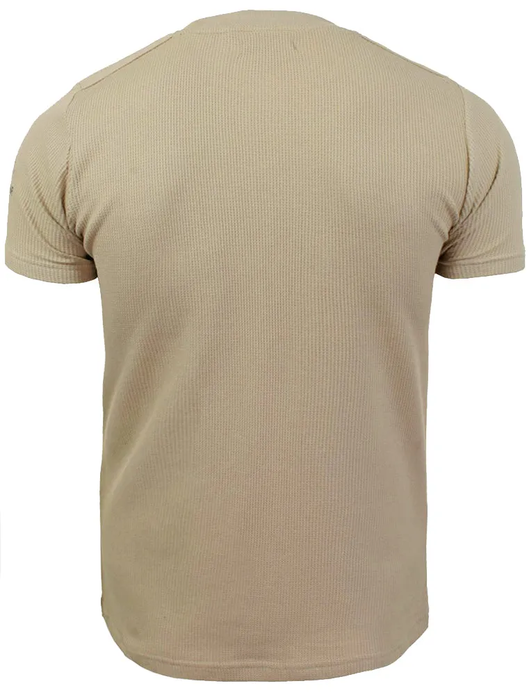Fort Waffle Textured Short Sleeve T-Shirt with Pocket in Stone - Brave Soul
