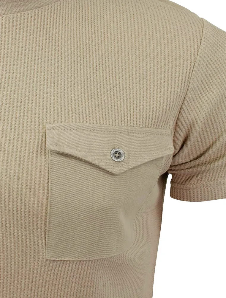 Fort Waffle Textured Short Sleeve T-Shirt with Pocket in Stone - Brave Soul