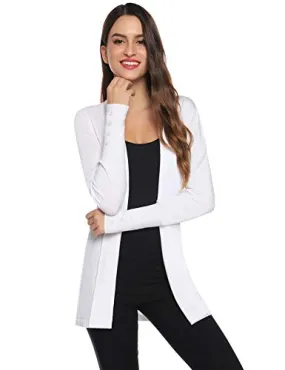 Gilet Femme Tricot Veste Longue Femme Cardigan Long Manches Longues Casual Ouvert Hiver Automne Printemps Vintage,Blanc,M