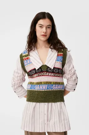 gilet Ganni À COL EN V GRAPHIC