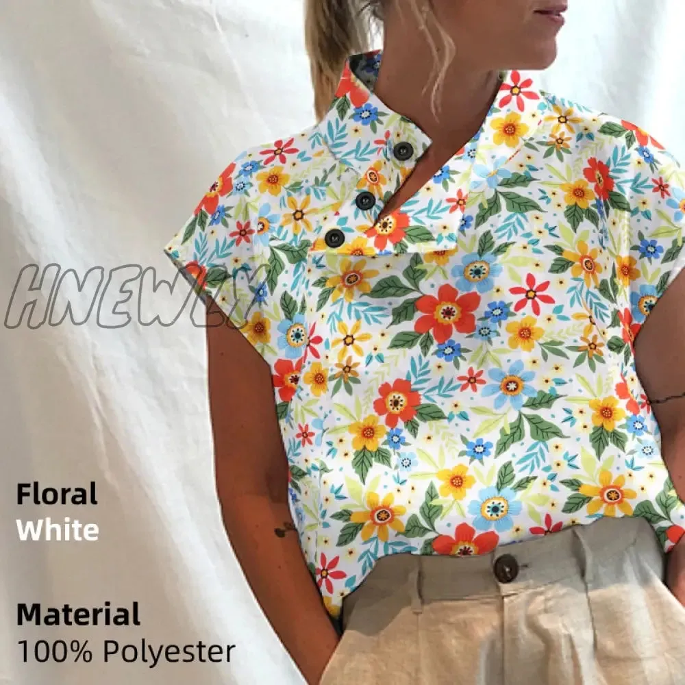 Hnewly Women Short Sleeve Blusas Summer Cotton Linen Shirts Fashion Oversized Blouses Casual Loose Camisas Solid Tunic Tops