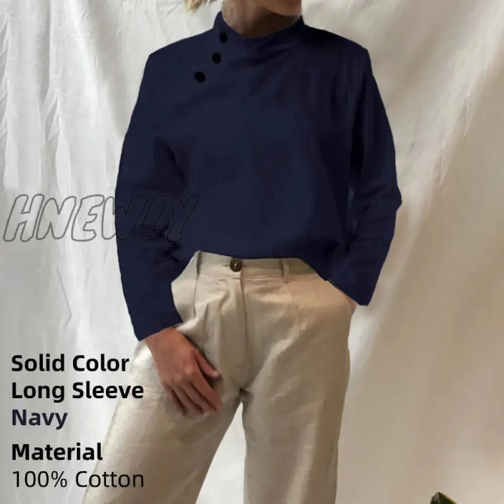 Hnewly Women Short Sleeve Blusas Summer Cotton Linen Shirts Fashion Oversized Blouses Casual Loose Camisas Solid Tunic Tops