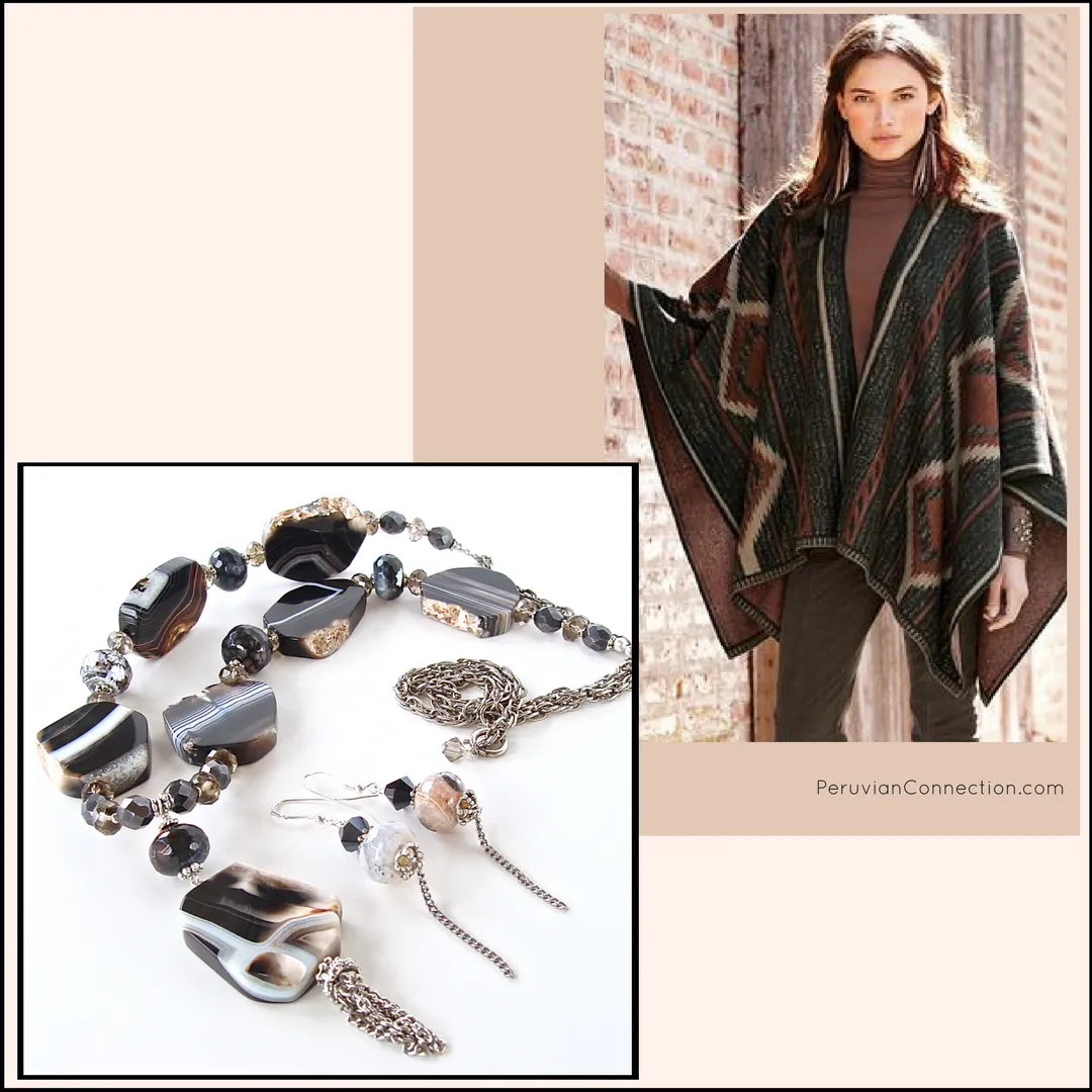 Inez: Agate Slice Pendant Necklace Set
