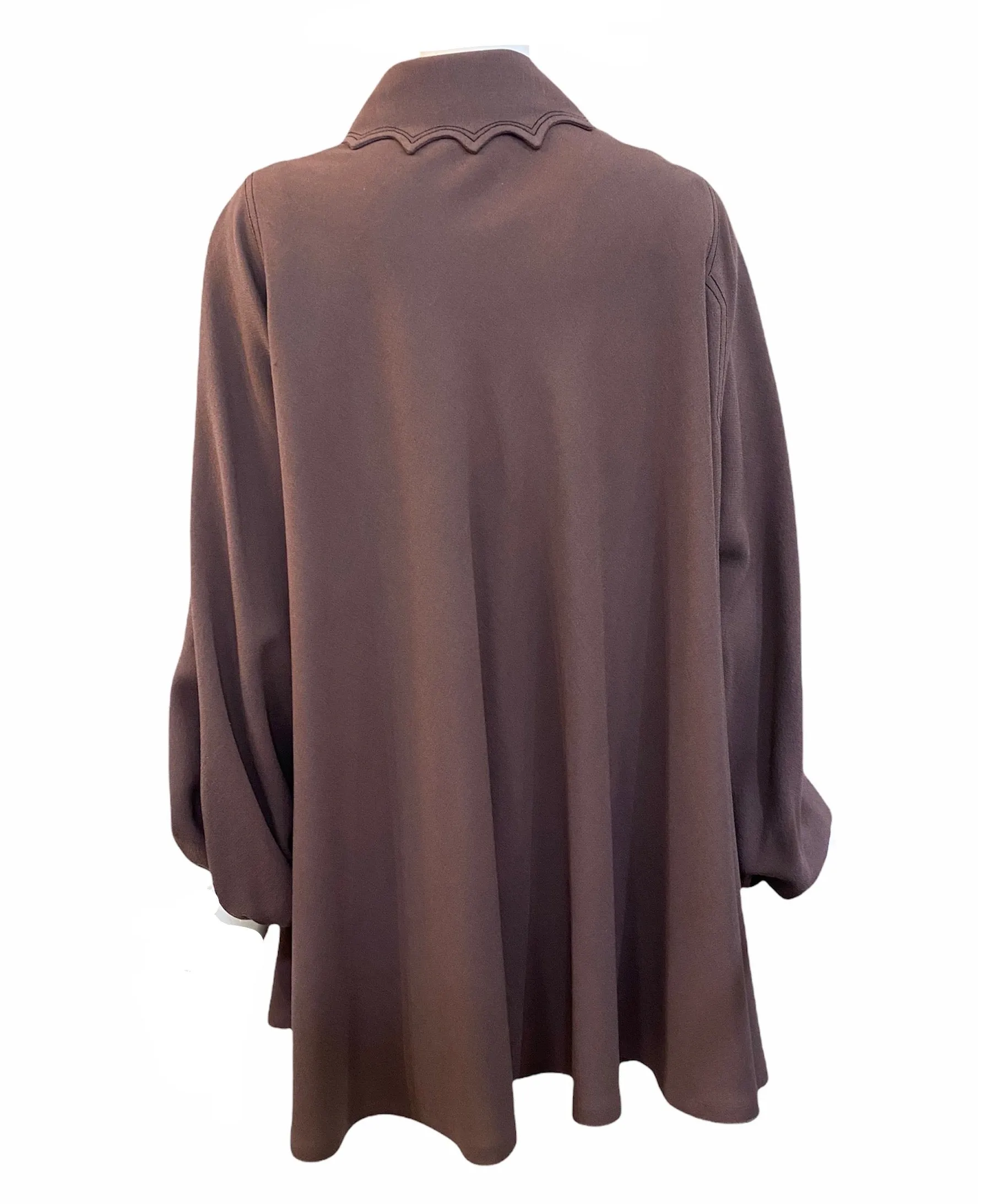 John Bates 70s Mauve Moss Crepe Swing Jacket/Blouse/Tunic