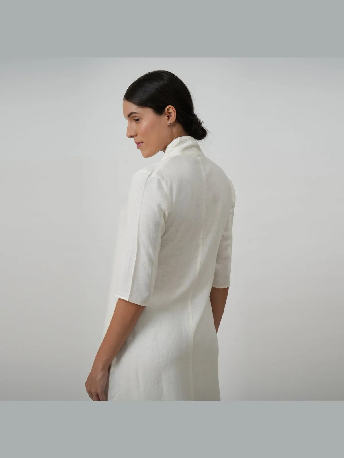 Linen Solid Long Shirt with Wide Leg Pant Co-ord Set