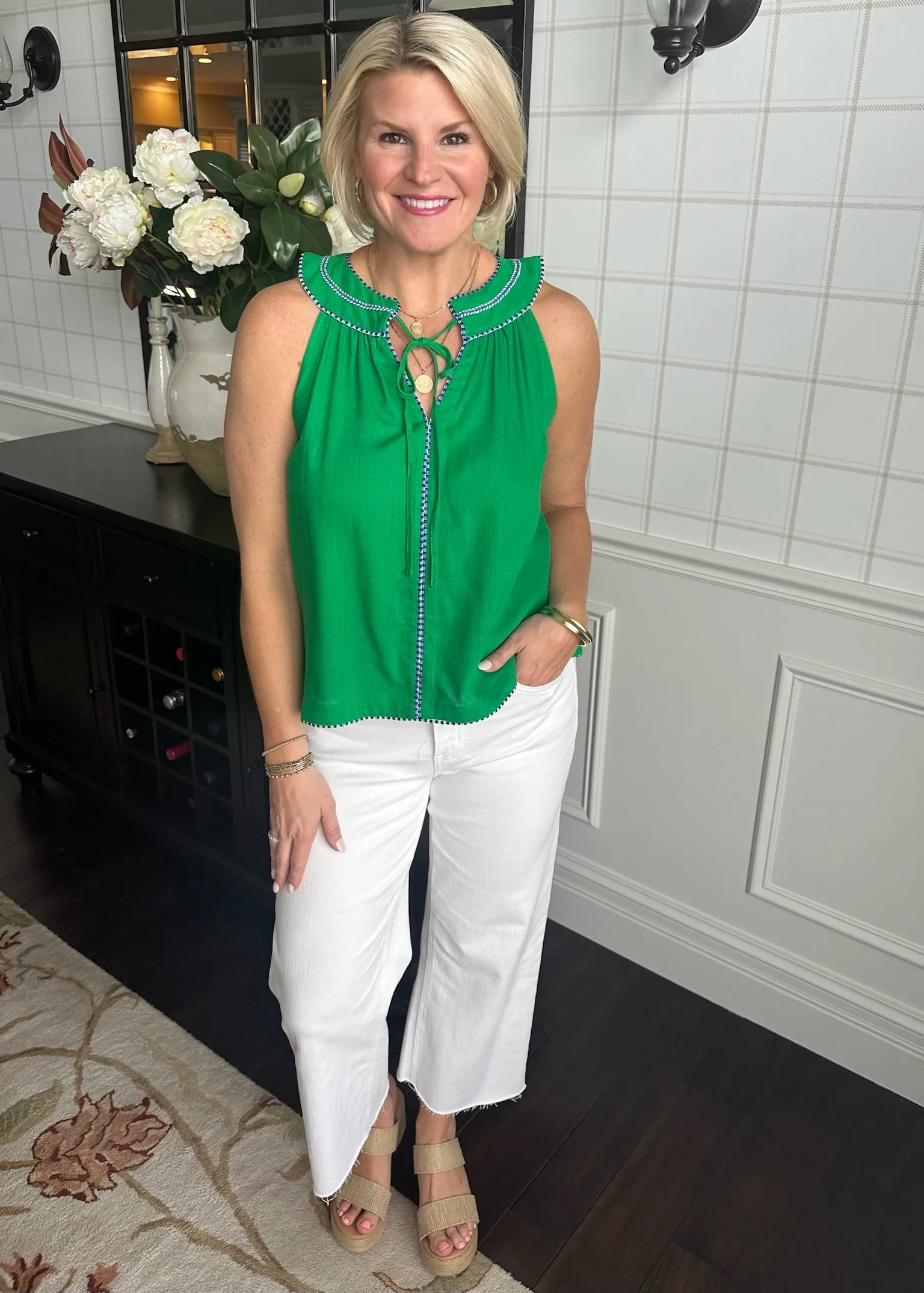 Margot Linen Halter Top in Green