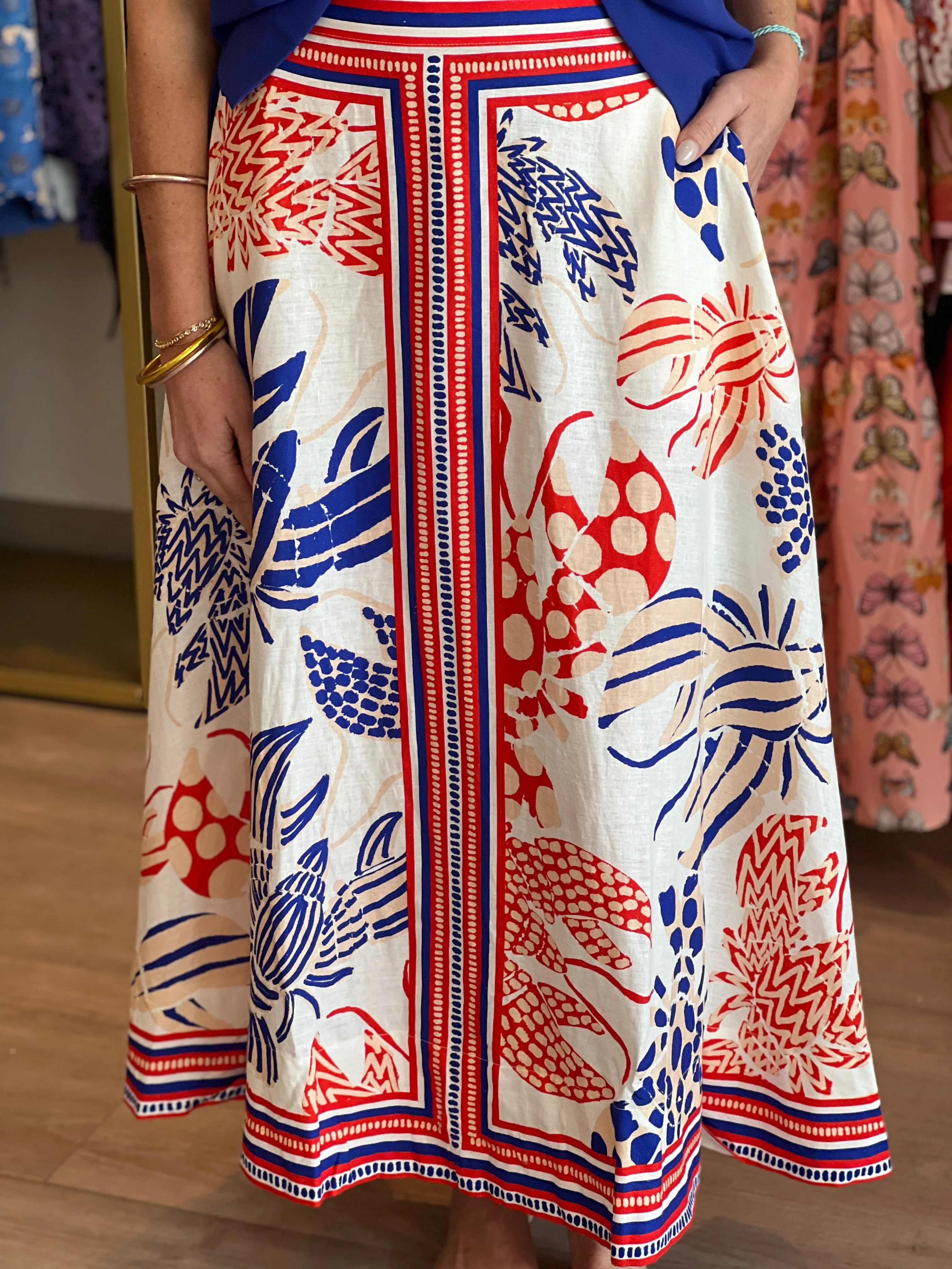 Mixed Lobster Midi Skirt