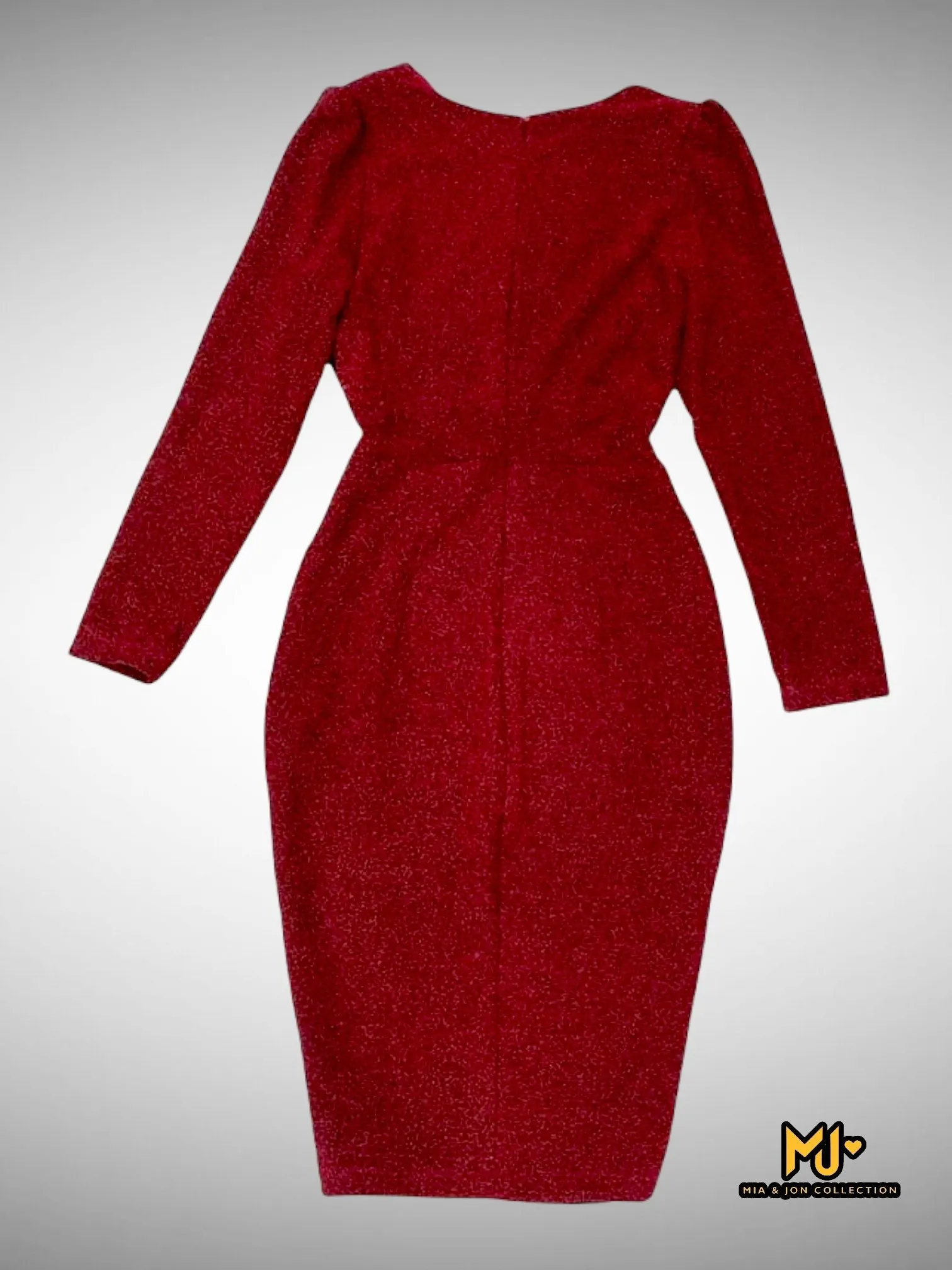 MJV2139 Long Sleeve High Slit Wrap Bodycon Dress