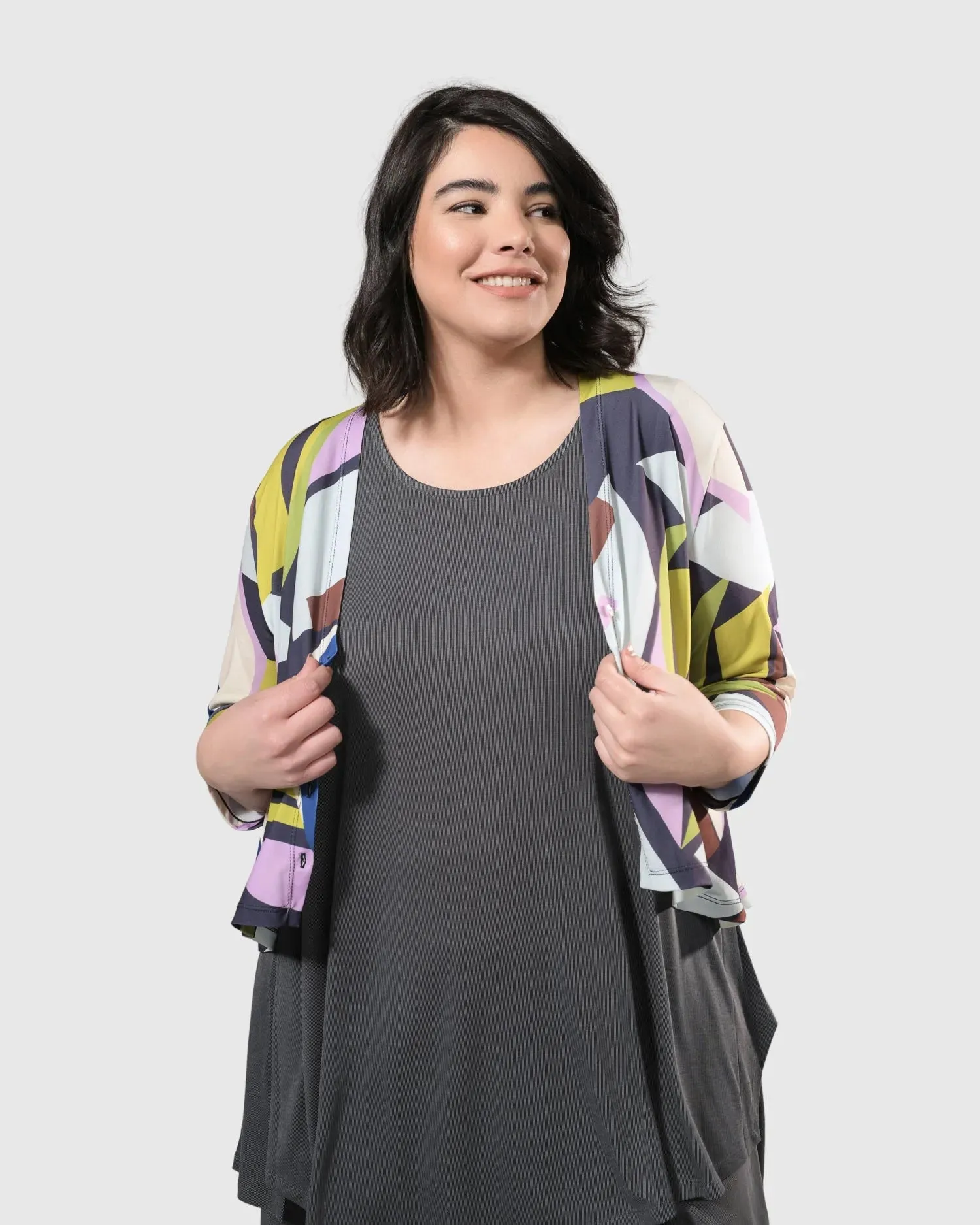 Olivia Crop Cardigan Jacket, Abstract