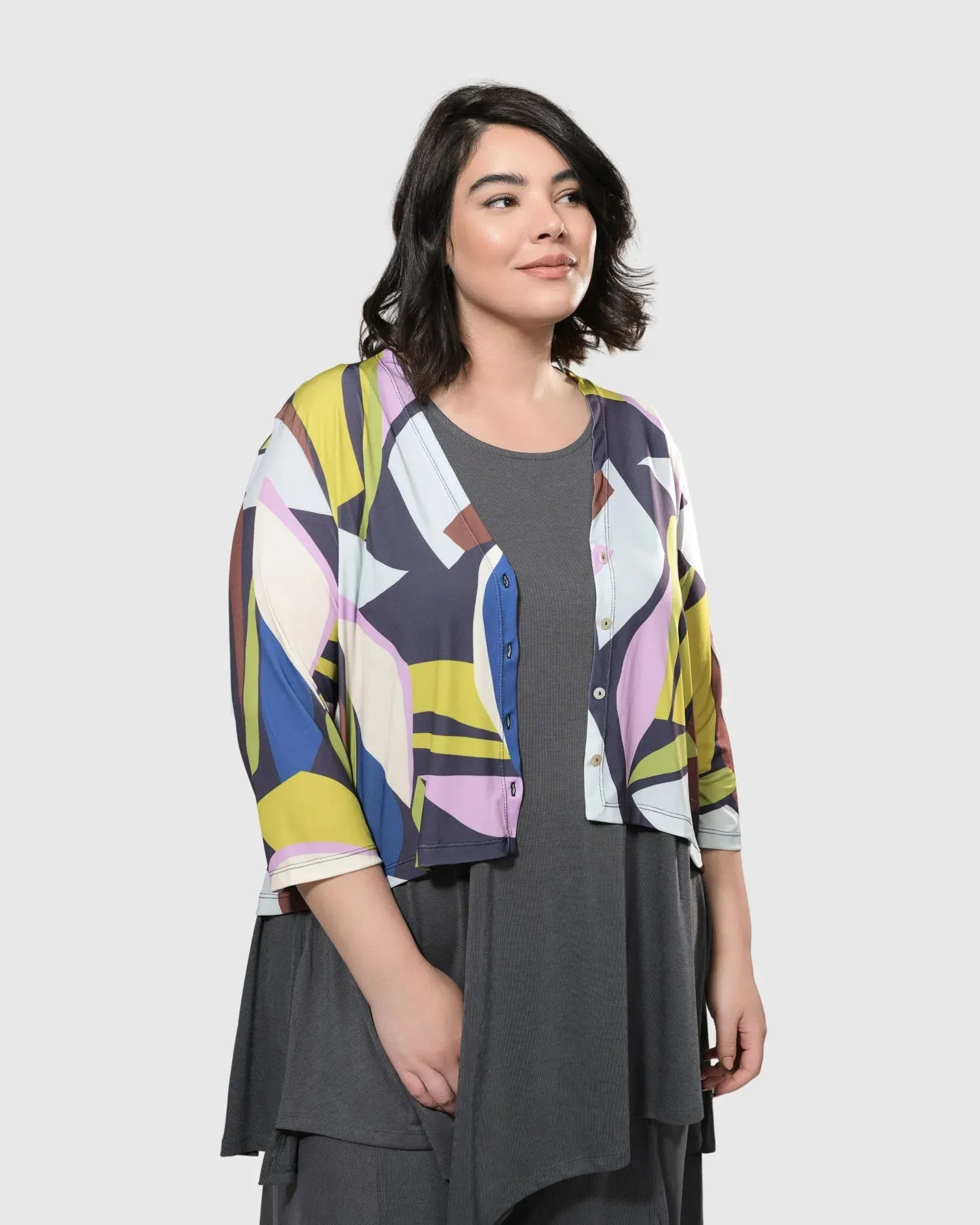 Olivia Crop Cardigan Jacket, Abstract