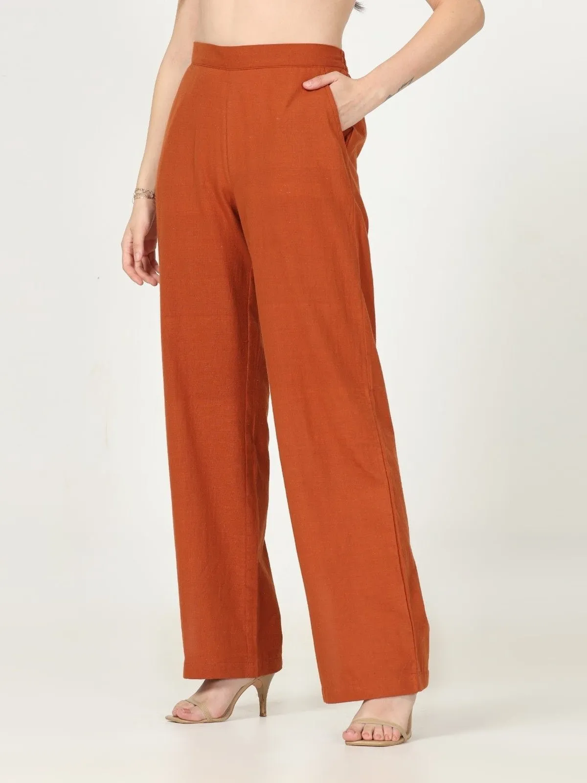 Organic Cotton Solid Long Shirt with Wide Leg Pant Co-ord Set
