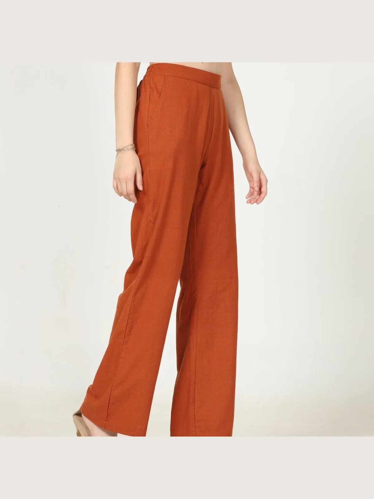 Organic Cotton Solid Long Shirt with Wide Leg Pant Co-ord Set