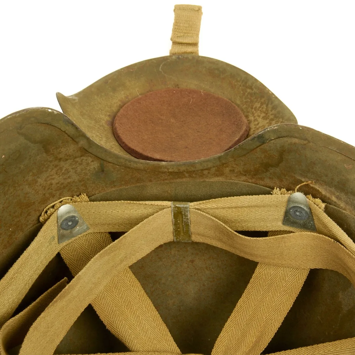 Original U.S. WWII USAAF Bomber Crew M3 Steel FLAK Helmet - Complete Rigging