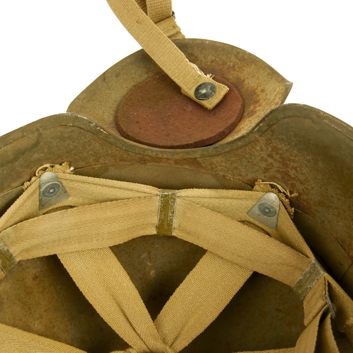 Original U.S. WWII USAAF Bomber Crew M3 Steel FLAK Helmet - Complete Rigging