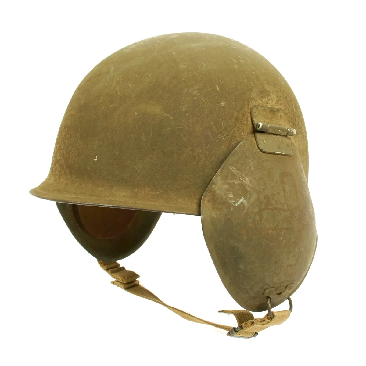 Original U.S. WWII USAAF Bomber Crew M3 Steel FLAK Helmet - Complete Rigging